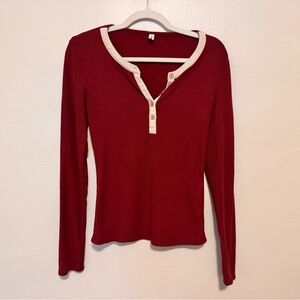 ReoRia Red Long Sleeve Top with Cream Trim